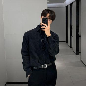 Autumn Casual Long-Sleeve Corduroy Shirt for Men in Retro Korean Trend Style