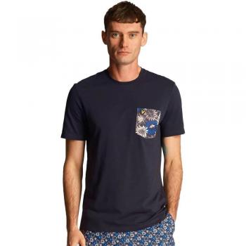 Lyle and Scott Men's Navy Floral Pocket Shirt