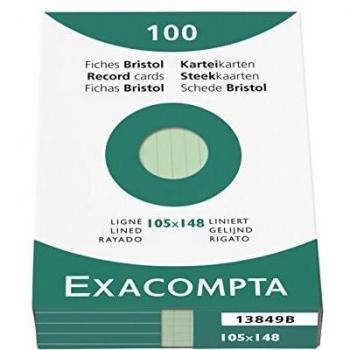 Exacompta Lernkarten 13849B – 100 Stück, grün, DIN A6, 10,5 × 14,8 cm