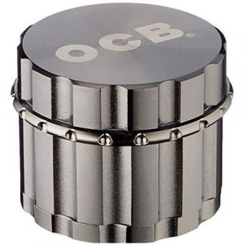 Moulin à herbes OCB 18888 Grinder en aluminium chromé brossé 50 mm 4 pièces, couleur anthracite