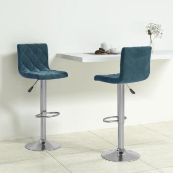Barhocker Blau Samt 2 Stück