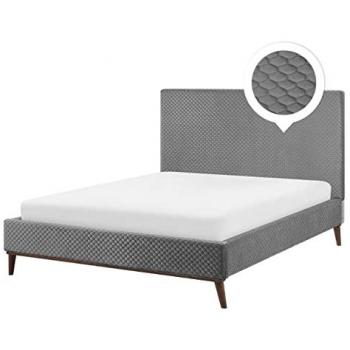 Lit double en tissu avec motif nid d'abeille 140x200