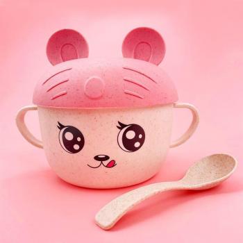 2Pcs/Set Baby Feeding Dishes with Anti-Plate Training Bowl