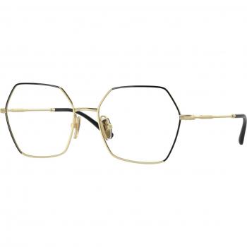 Lunettes de vue Vogue VO4297T 5195 Femme Géométriques en Titane Noir Transparent et Doré, Taille 53