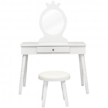 Mesa de Belleza Infantil con Espejo y Taburete 70x34x100 centímetros