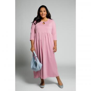 Abito maxi rosa con maniche a 3/4 e scollo per donna taglia 60/62