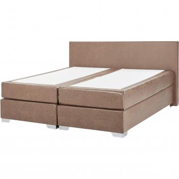Lit coffre boxspring cuir brun 180x200 cm – édition PRESIDENT