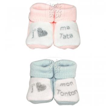 Bebés J' Aime ma Tata: Patucos Rosados y Azules (2 pares)