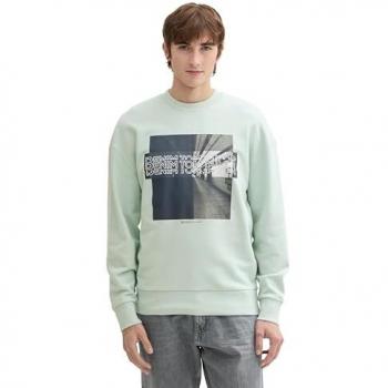 Herren Sweatshirt TOM TAILOR DENIM mit Frontprint, Gr. S, grün (sea foam)