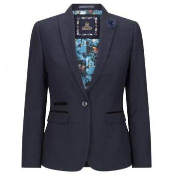Infinity Leather Women’s Tailored Fit Tweed Check Blazer Wool Jacket – Blue, 12 in