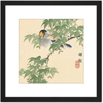Kono Bairei Flower & Bird 8x8 Wood‑Framed Print