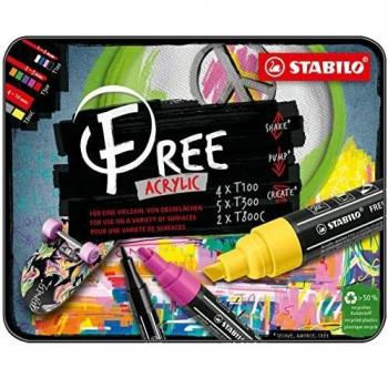 STABILO Acrylmarker FREE, 11er Set im Metalletui