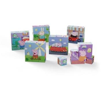 PEPPA PIG ROMPECABEZAS DE MADERA 9 CUBOS DE DEQUBE