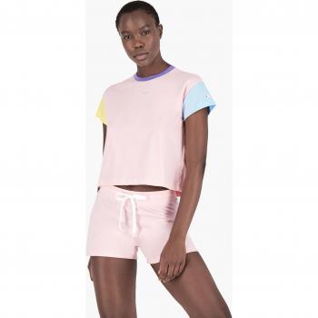 Top a taglio corto color block con logo a 8 colori