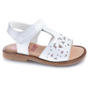 Sandalias Pablosky 039400 para bebé, piel blanca y suela caramelo