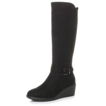 True Black Mid-Wedge Calf Boots (AJVANI) – Women’s Size 3