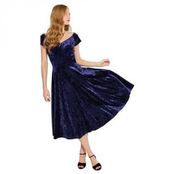Robe Vintage Bleue en Velours Joe Browns