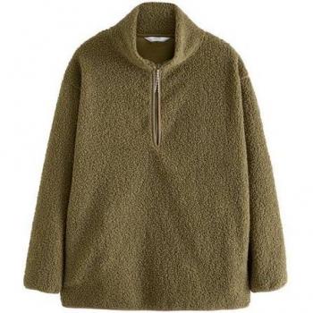 Veste Fleece Quarter Zip Teddy Borg Vert Olive