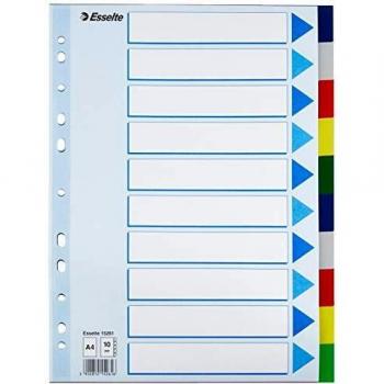 Esselte 10-Position A4 Polypropylene Divider Set with Transparent Cover