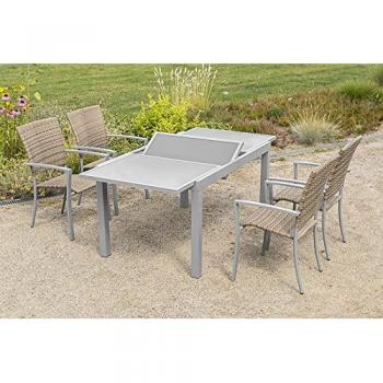 Merxx Gartenmöbel Set Savona, 5 Teile, 4 Stapelsessel, 1 Ausziehtisch