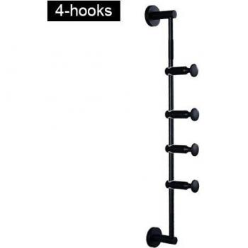 Black Coat Rack with Adjustable Solid Brass Hooks for Clothing and Accessories