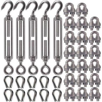 Tensor de Cuerda de Alambre M6 y Clips M3 para Barandillas