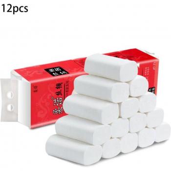 12 Rolls White Soft Toilet Paper 3-Ply Bath Tissue