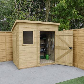 Forest 7'x5' T&G Pressure Treated Pent Shed with 25 Year Guarantee (No Installation / Without Base)