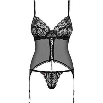 Obsessive Contica Corset und Tanga Set, Schwarz