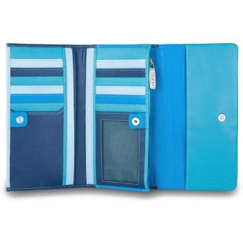Pelle Morbida Trifold Donna Blu con Patta DUDU