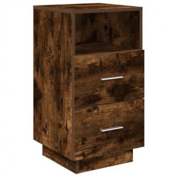 Stylish Smoked Oak Night Table with 2 Drawers 36x36x68 cm