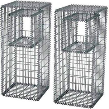 VidaXL 2x Pali Fioriere in Gabbione in Rete Acciaio 50x50x120 cm da Giardino per Esterni