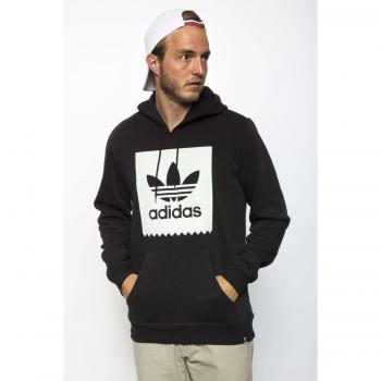 Herren Adidas Kapuzenpullover Trefoil Solid – Schwarz/Weiß, L (54)