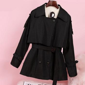 Khaki Long Trench Coat with Belt for Women