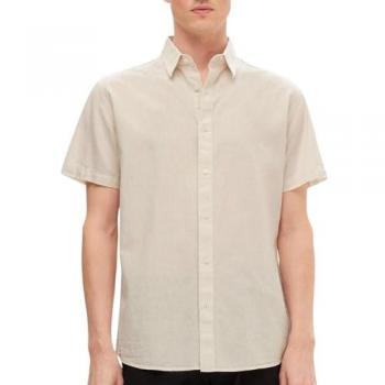 Camisa Casual Hombre Beige con Toque de Cachemira