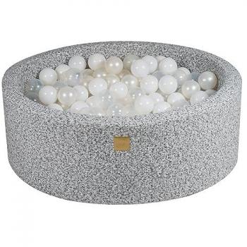MeowBaby Round Ball Pit in Gray Melange, 90x30 cm