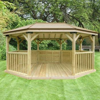 7'x12' Premium Oval Wooden Garden Gazebo