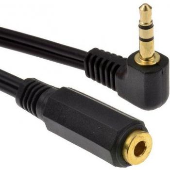 Cable Alargador Jack 3.5mm Macho a Hembra Acodado 1m