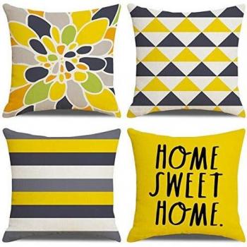 Bright Yellow Decorative Sofa Pillows – 4 Pack