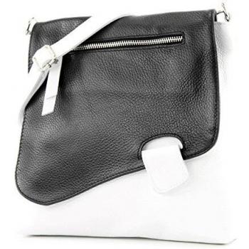 Modamoda T146 Ital Umhängetasche – Ledermessenger, weiße & schwarze Variante