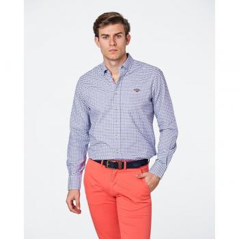 Camisa Hombre Azul Marino Cuadrícula Vichy
