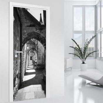 Porte Décoration Ruelle Trompe l'Œil Stickers 63x205cm Mat