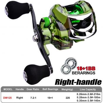 Metal Fishing Reel 18+1 BB 7.2:1 Right/Left Hand Single Bearing
