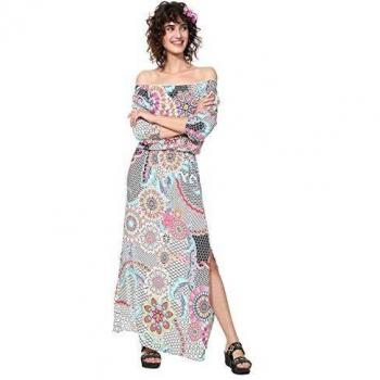Vestido Desigual Dera, Largo, Manga 3/4, Blanco 1000