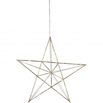 Metall-Stern Line LED, Durchmesser ca. 38 cm, 20 warmweiß LED, Farbe: messing, transparentes Kabel mit Trafo