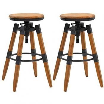 VidaXL Set di 2 Sgabelli da Bar in Legno Massello di Abete Naturale
