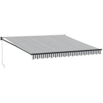4x3 m Retractable Awning Anthracite and White Fabric & Aluminium