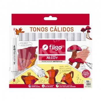 Marcadores ALLOY para arte con doble punta y tonos cálidos