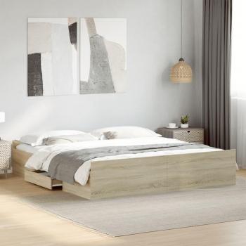 Schubladenbett Sonoma‑Eiche 200 × 200 cm – vidaXL Holzwerkstoff‑Rahmen