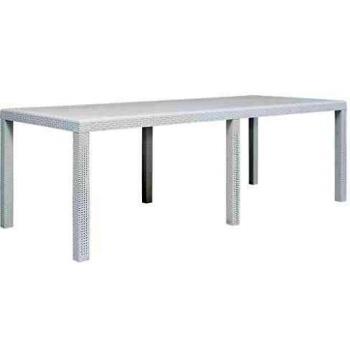 Tavolo da Esterno Bianco 220x90x72 cm in Plastica Stile Rattan